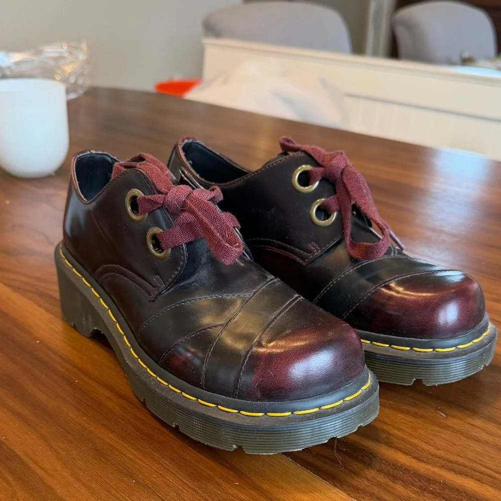 Dr. Martens NWOT Black and Burgundy Lace-Up Shoes - Picture 1 of 3